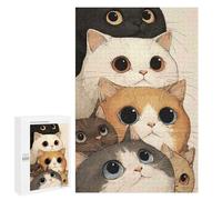 Puzzle 1000 PCS pour Adolescents Stack of Cute Cartoon Cats Jeux De Puzzle Relaxants, Défi Difficile, Cadeaux Uniques pour Anniversaire Et Noël 1000 PCS