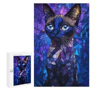 Puzzle 1000 PCS pour Adolescents Stained Glass Cat Casse-têtes pour Adultes Jeux Relaxants Analyse Et Logique Interaction Parent-Enfant 1000 PCS