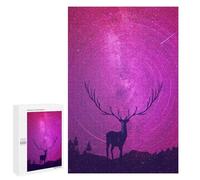 Puzzle 1000 PCS pour Adolescents Starry Night Deer Silhouette Puzzle pour Adultes Jeu De Réflexion, Analyse Et Logique, Idéal comme Cadeau 1000 PCS