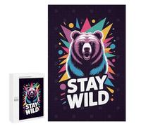 Puzzle 1000 PCS pour Adolescents Stay Wild Bear Graphic Art Puzzle pour Adultes Jeux Relaxants Décoration Parfaite, pour Toute La Famille 1000 PCS