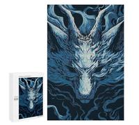 Puzzle 1000 PCS pour Adolescents Stylized Blue Wolf Head Illustration Puzzle Adulte Jeu Manuel Décoration Intérieure Cadeaux Uniques pour Anniversaire Et Noël 1000 PCS