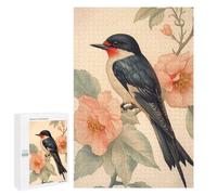 Puzzle 1000 PCS pour Adolescents Swallow Bird and Flowers - Art Nouveau Jeux De Puzzle Relaxants, Défi Difficile, Cadeaux Uniques pour Anniversaire Et Noël 1000 PCS