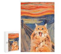 Puzzle 1000 PCS pour Adolescents The Scream Cat Puzzle Jeux De Famille Assemblage De Motifs Cadeaux Uniques pour Anniversaire Et Noël 1000 PCS