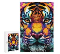 Puzzle 1000 PCS pour Adolescents Tiger Pop Art Animal Face Jeux De Puzzle Relaxants, Défi Difficile, Cadeaux Uniques pour Anniversaire Et Noël 1000 PCS
