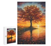 Puzzle 1000 PCS pour Adolescents Tree by Sunset at Autumn Puzzles pour Adultes Jeu Familial Décoration Intérieure pour Anniversaire, Noël 1000 PCS