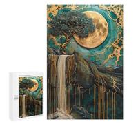 Puzzle 1000 PCS pour Adolescents Tree in The Rock Waterfall Puzzle pour Adultes Jouets Anti-Stress Difficile Idéal comme Cadeau 1000 PCS