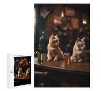 Puzzle 1000 PCS pour Adolescents Two Cats Bar Beer Drinking Puzzle Jeux De Famille Assemblage De Motifs Cadeaux Uniques pour Anniversaire Et Noël 1000 PCS