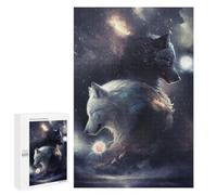 Puzzle 1000 PCS pour Adolescents Two Wolves in The Moonlight -1 Puzzle Jeux De Famille Assemblage De Motifs Cadeaux Uniques pour Anniversaire Et Noël 1000 PCS