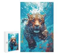 Puzzle 1000 PCS pour Adolescents Underwater Leopard Puzzle Adulte Jeu Manuel Décoration Intérieure Cadeaux Uniques pour Anniversaire Et Noël 1000 PCS