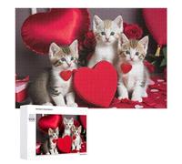 Puzzle 1000 PCS pour Adolescents Valentine's Day Kitten Hearts Puzzles pour Adultes Jeu Familial Course De Vitesse Manuelle Cadeaux Anti-Stress 1000 PCS