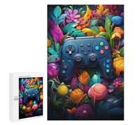 Puzzle 1000 PCS pour Adolescents Video Game Controller in A Floral Paradise Puzzle pour Adultes Jeu De Réflexion, Analyse Et Logique, Idéal comme Cadeau 1000 PCS