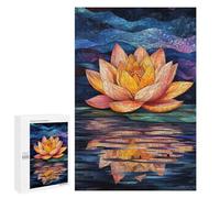 Puzzle 1000 PCS pour Adolescents Water Lily Reflection Stained Glass Art Puzzles pour Adultes Jeu Familial Décoration Intérieure pour Anniversaire, Noël 1000 PCS