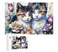 Puzzle 1000 PCS pour Adolescents Watercolor Cat Art Print Puzzle pour Adultes Jeu De Réflexion, Analyse Et Logique, Idéal comme Cadeau 1000 PCS