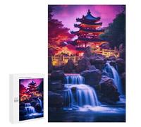 Puzzle 1000 PCS pour Adolescents Waterfall Temple Fantasy Puzzle Adulte Jeu Manuel Décoration Intérieure Cadeaux Uniques pour Anniversaire Et Noël 1000 PCS