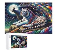 Puzzle 1000 PCS pour Adolescents Whispering Moonlit Dreams A Tiger's Journey Through Starry Night Landscapes Puzzle pour Adultes Jeu De Réflexion, Analyse Et Logique, Idéal comme Cadeau 1000 PCS