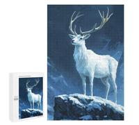 Puzzle 1000 PCS pour Adolescents White Stag in Snowy Mountains Puzzles pour Adultes Jeu Familial Décoration Intérieure pour Anniversaire, Noël 1000 PCS