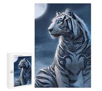 Puzzle 1000 PCS pour Adolescents White Tiger Moonlit Fantasy -1 Puzzle pour Adolescents Améliore La Mémoire Défi À Compléter Amusant en Famille Et Soirée Jeux 1000 PCS