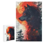 Puzzle 1000 PCS pour Adolescents Wolf Blood Moon Puzzle pour Adultes Jeux Relaxants Décoration Parfaite, pour Toute La Famille 1000 PCS