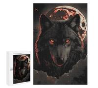Puzzle 1000 PCS pour Adolescents Wolf Dark Moon Red Clouds Puzzles pour Adultes Jeu Familial Décoration Intérieure pour Anniversaire, Noël 1000 PCS