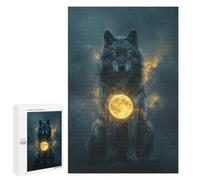 Puzzle 1000 PCS pour Adolescents Wolf Moon Spirit Animal Puzzle pour Adolescents Améliore La Mémoire Défi À Compléter Amusant en Famille Et Soirée Jeux 1000 PCS