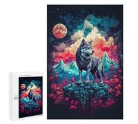 Puzzle 1000 PCS pour Adolescents Wolf on Full Mooo Casse-têtes pour Adultes Jeux Relaxants Analyse Et Logique Interaction Parent-Enfant 1000 PCS