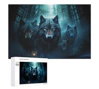 Puzzle 1000 PCS pour Adolescents Wolf Pack in Moonlit Forest Puzzle pour Adultes, Jouet, Décoration Murale, Améliore La Mémoire, Aide À Exercer Le Cerveau 1000 PCS