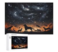 Puzzle 1000 PCS pour Adolescents Wolves Under A Starlit Sky Puzzle pour Adultes Jeu De Réflexion, Analyse Et Logique, Idéal comme Cadeau 1000 PCS