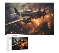 Puzzle 1000 PCS pour Adolescents World War II Bomber Over Burning City Puzzle pour Adultes Jeu De Réflexion, Analyse Et Logique, Idéal comme Cadeau 1000 PCS