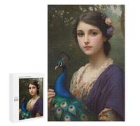 Puzzle 1000 PCS pour Adolescents Young Woman with Peacock Puzzle Adulte Jeu Manuel Décoration Intérieure Cadeaux Uniques pour Anniversaire Et Noël 1000 PCS