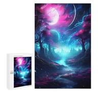 Puzzle 1000 PCS pour Adultes Colorful Trees River Moon Puzzle pour Adultes, Jouet, Décoration Murale, Cadeau Anti-Stress 1000 PCS