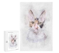 Puzzle 1000 PCS pour Adultes Cornish Rex Cat Watercolor Puzzle pour Adultes Jeux Relaxants Analyse Et Logique Réduction du Stress Cadeaux 1000 PCS
