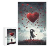 Puzzle 1000 PCS pour Adultes Couple and Heart Balloon Puzzle Casse-tête Jeu De Réflexion Difficile Offrez-Le en Cadeau À Toute La Famille 1000 PCS