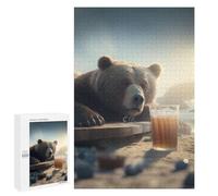 Puzzle 1000 PCS pour Adultes Drunk Bear with Beer Puzzle pour Adultes Jeux Amusants Analyse Et Logique Cadeaux d'anniversaire Et Cadeaux Uniques 1000 PCS