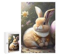 Puzzle 1000 PCS pour Adultes Easter Bunny with Egg Basket Puzzle Casse-tête Jeu De Réflexion Difficile Offrez-Le en Cadeau À Toute La Famille 1000 PCS