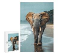 Puzzle 1000 PCS pour Adultes Elephant Walking on A Beach Puzzle Anti-Stress, Jouet pour S'amuser en Famille, Cadeau Anti-Stress 1000 PCS
