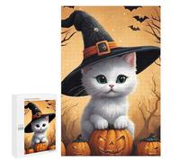 Puzzle 1000 PCS pour Adultes Halloween Witch Cat Decor-4 Puzzle Casse-tête Jeu De Réflexion Difficile Offrez-Le en Cadeau À Toute La Famille 1000 PCS