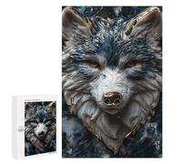 Puzzle 1000 PCS pour Adultes Kintsugi Lone Blue Wolf Puzzle pour Adultes Jeux Relaxants Analyse Et Logique Réduction du Stress Cadeaux 1000 PCS