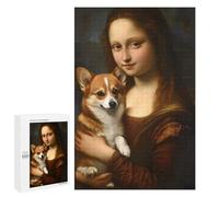 Puzzle 1000 PCS pour Adultes Mona Lisa with Corgi Puzzle pour Adultes Jeu Manuel Décoration Murale Aide À Stimuler Le Cerveau 1000 PCS