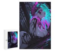 Puzzle 1000 PCS pour Adultes Neon Demon Girl in Dark Forest Puzzle Casse-tête Jeu De Réflexion Difficile Offrez-Le en Cadeau À Toute La Famille 1000 PCS