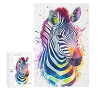 Puzzle 1000 PCS pour Adultes Rainbow Zebra Watercolor Puzzles pour Adultes - Jouets À Monter Soi-même, Amusants Et Humoristiques pour Un Anniversaire Ou Noël 1000 PCS