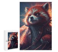 Puzzle 1000 PCS pour Adultes Red Panda with Lightning Background Puzzle pour Adultes Jeu Manuel Décoration Murale Aide À Stimuler Le Cerveau 1000 PCS