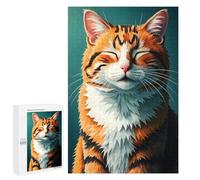 Puzzle 1000 PCS pour Adultes Smiling Orange Tabby Cat Puzzles pour Adultes - Jouets À Monter Soi-même, Amusants Et Humoristiques pour Un Anniversaire Ou Noël 1000 PCS