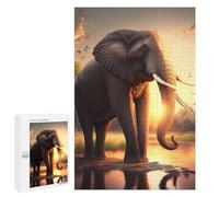 Puzzle 1000 PCS pour Adultes Sunset Elephant Majesty Puzzles pour Adultes - Jouets À Monter Soi-même, Amusants Et Humoristiques pour Un Anniversaire Ou Noël 1000 PCS