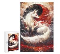 Puzzle 1000 PCS pour Adultes White Kitsune Fox Yin Yang Puzzle pour Adultes Jeux Amusants Analyse Et Logique Cadeaux d'anniversaire Et Cadeaux Uniques 1000 PCS