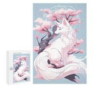 Puzzle 1000 PCS pour Adultes White Kitsune Sakura Tree Puzzle pour Adultes Jeu Manuel Décoration Murale Aide À Stimuler Le Cerveau 1000 PCS