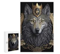 Puzzle 1000 PCS pour Adultes White Wolf Golden Art Deco Puzzle Anti-Stress, Jouet pour S'amuser en Famille, Cadeau Anti-Stress 1000 PCS