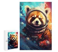 Puzzle 1000 PCS Red Panda Astronaut Space Suit Puzzles pour Adultes Améliorent La Mémoire Interaction Parent-Enfant Casse-tête Jeux De Société en Famille 1000 PCS