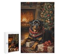 Puzzle 1000 PCS Rottweiler Christmas Portrait Christmas Tree Dog Print Puzzles pour Adultes, Jouet, Décoration Murale, Motif À Assembler, Idéal comme Cadeau pour Toute La Famille 1000 PCS