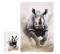 Puzzle 1000 PCS Running Black Rhino Puzzles pour Adultes, Jouet, Décoration Murale, Cadeau d'anniversaire, Idéal pour Toute La Famille 1000 PCS