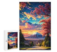Puzzle 1000 PCS Sakura Mount Fuji Sunset Anime Puzzles pour Adultes, Jouet, Décoration Murale, Cadeau d'anniversaire, Idéal pour Toute La Famille 1000 PCS